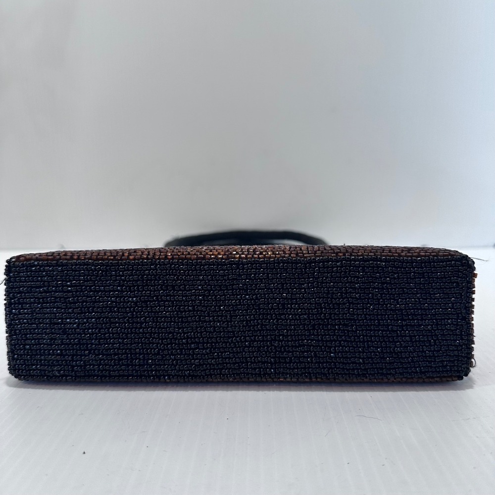 Black Beaded Flower Handbag Evening Bag Turquoise Accent‎ - Picture 4 of 10